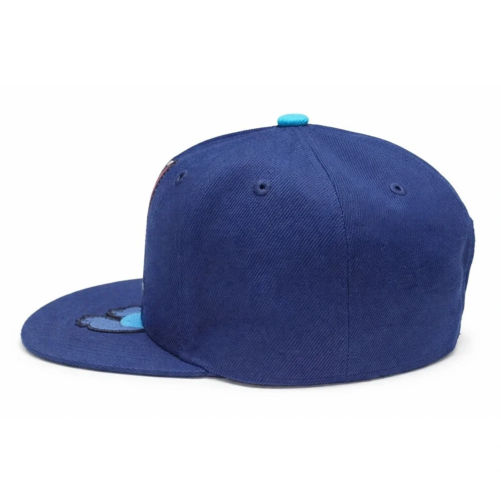 DISNEY Stitch Snapback Hat Blue Embroidered Adjustable Cap‎ One Size